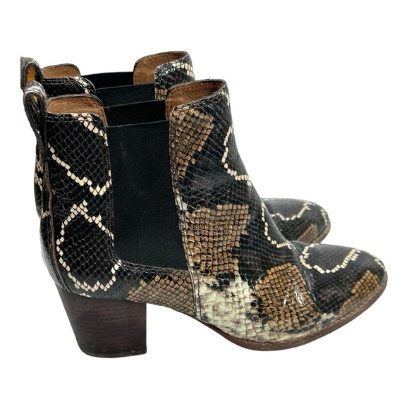 Madewell Snakeskin Leather Regan Booties Women's 9.5 Pull On Block Heel - Picture 4 of 12